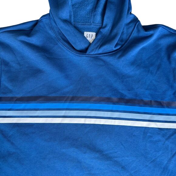New GAP Fleece Hooded Sweatshirt Men XXL Blue Y2K Classic Skater Hoodie Normcore - Picture 4 of 14